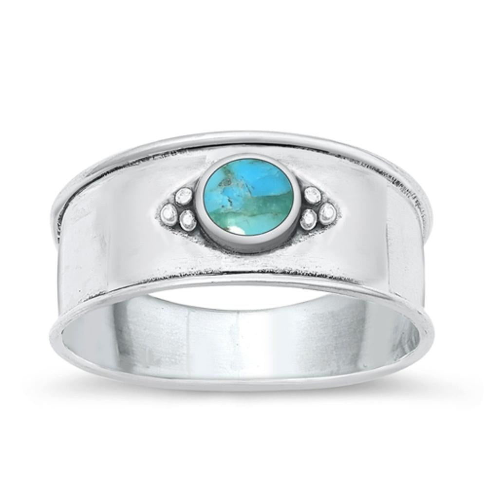 Sterling Silver Turquoise Bali Ring