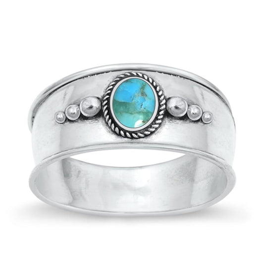 Sterling Silver Turquoise Bali Ring