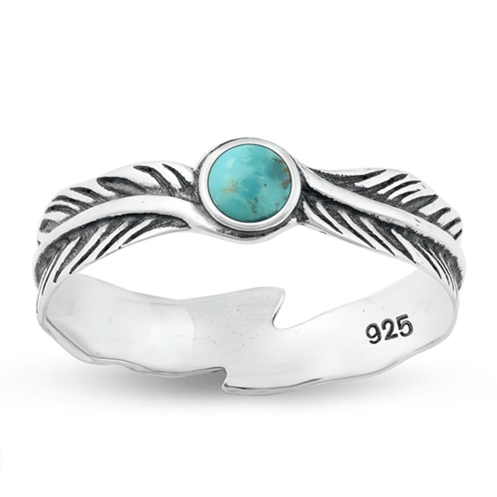 Sterling Silver Turquoise Feather Ring