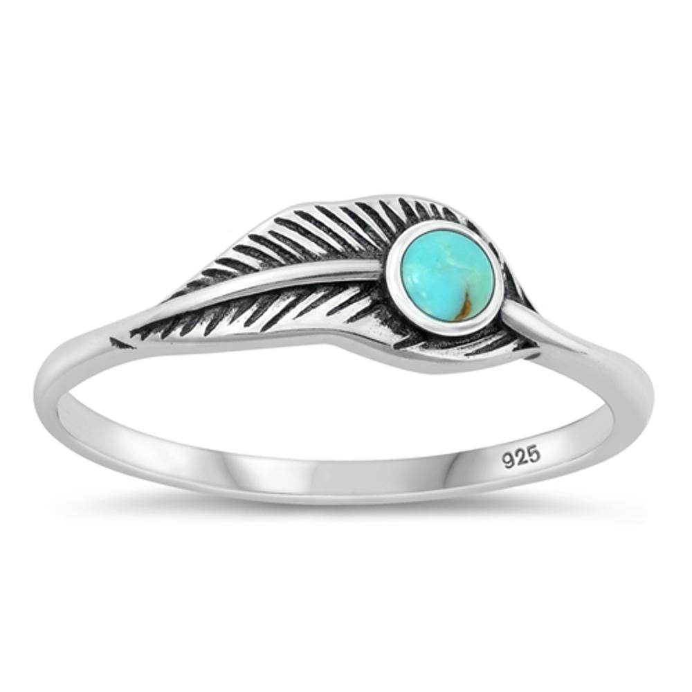 Sterling Silver Turquoise Feather Ring