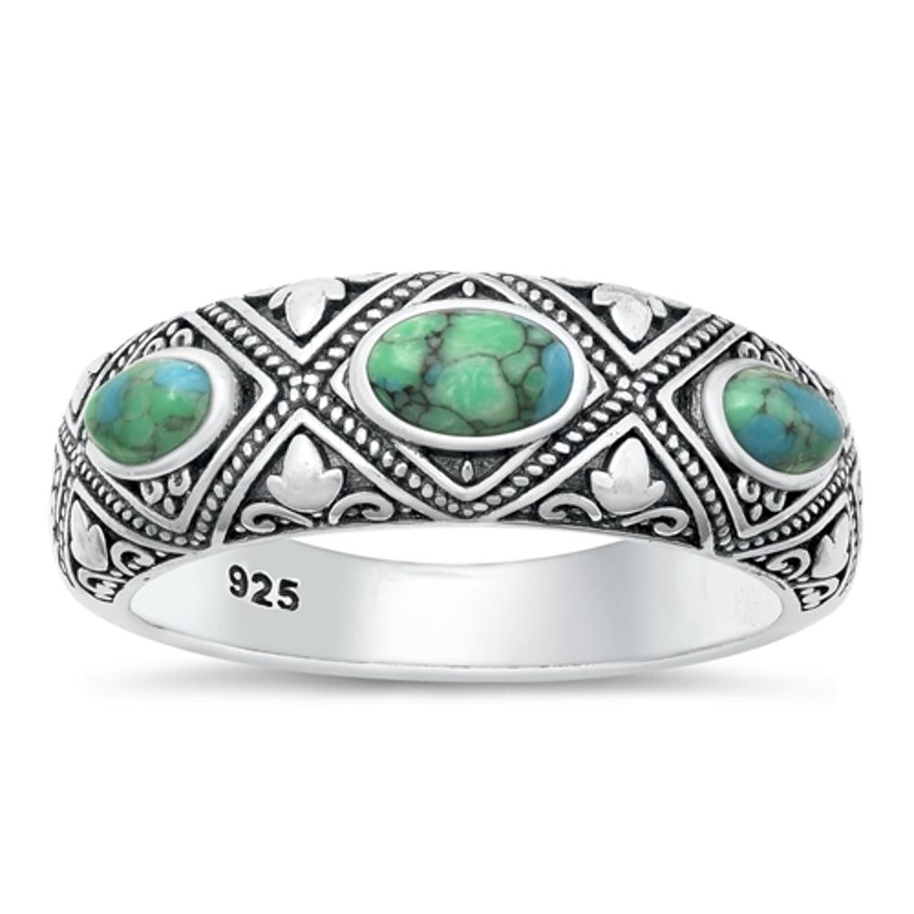 Sterling Silver Turquoise Bali Ring