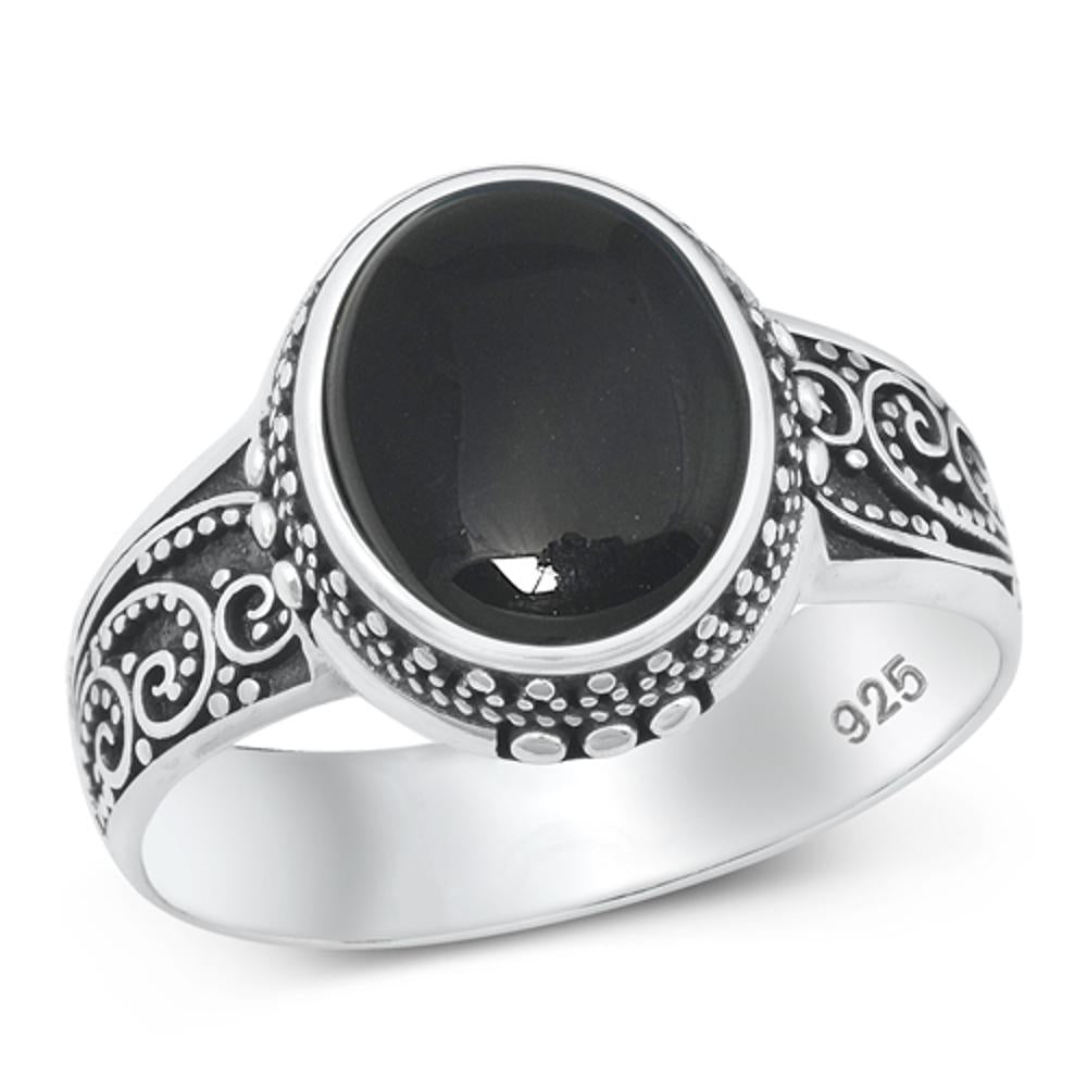 Sterling Silver Black Agate Ring