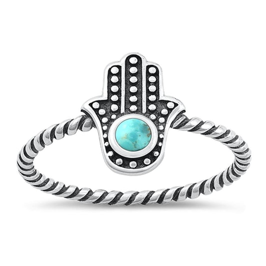 Sterling Silver Turquoise Hamsa Ring