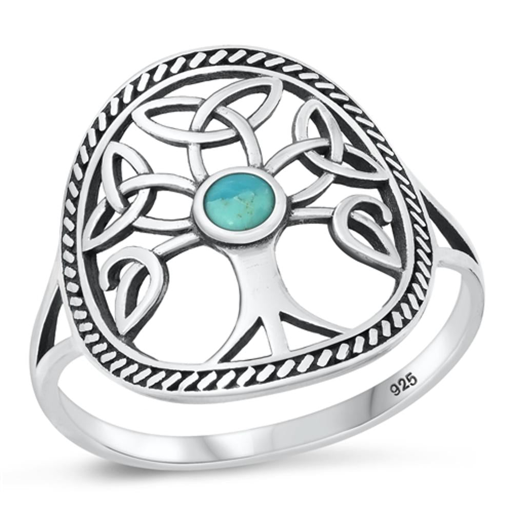 Sterling Silver Turquoise Celtic Tree of Life Ring