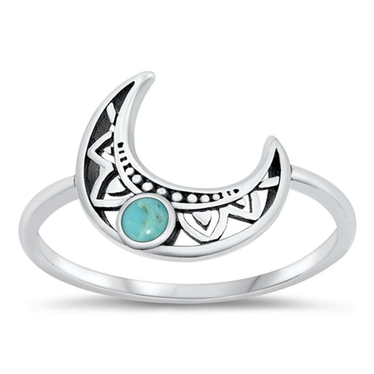 Sterling Silver Turquoise Cresent Moon Ring