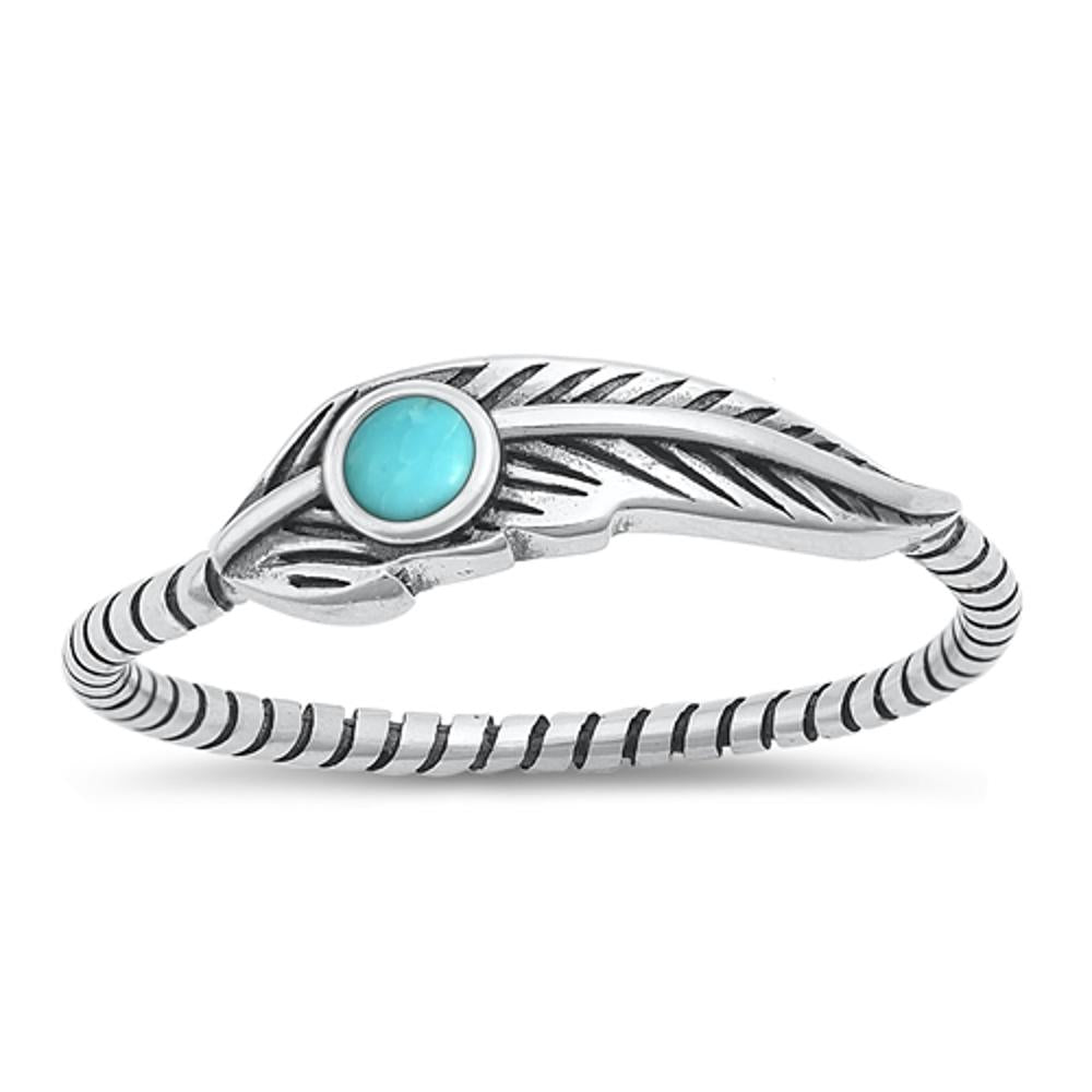 Sterling Silver Turquoise Feather Ring