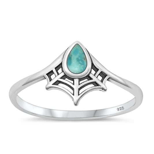 Sterling Silver Turquoise Spiderweb Chevron Ring