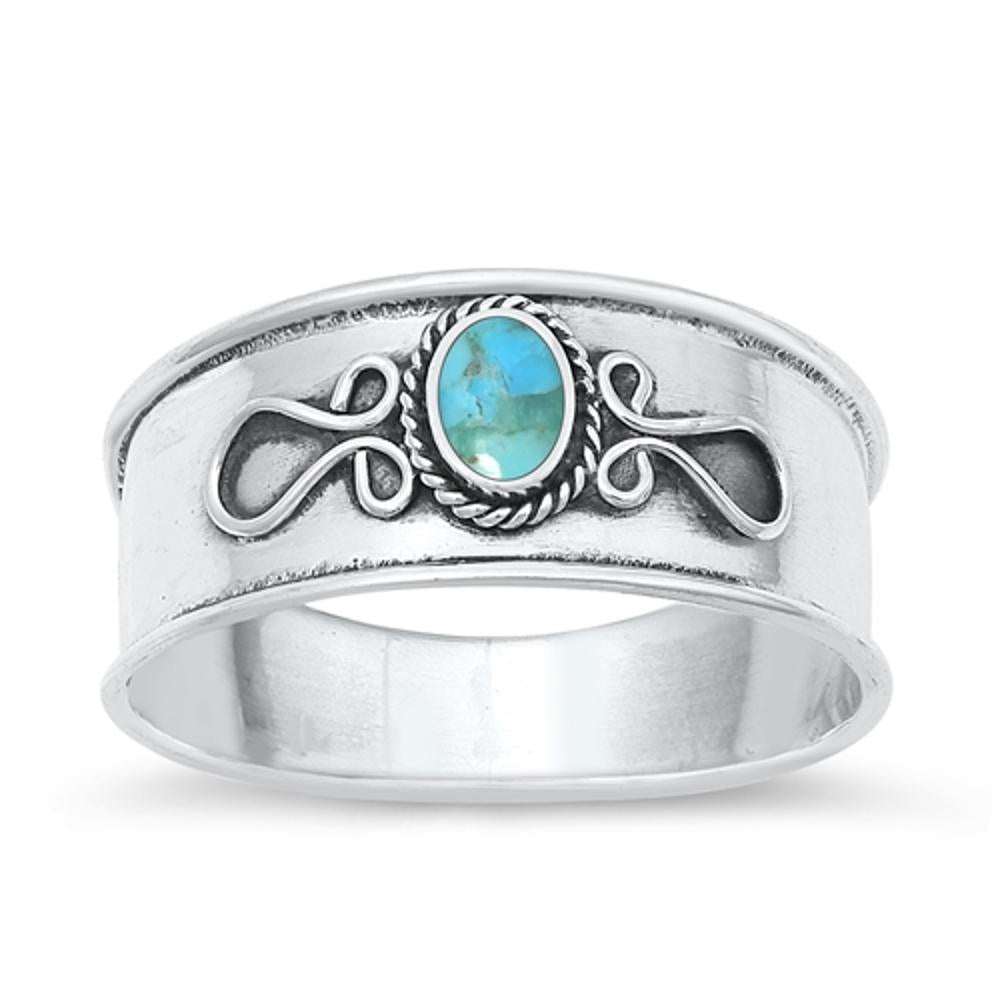 Sterling Silver Turquoise Bali Ring