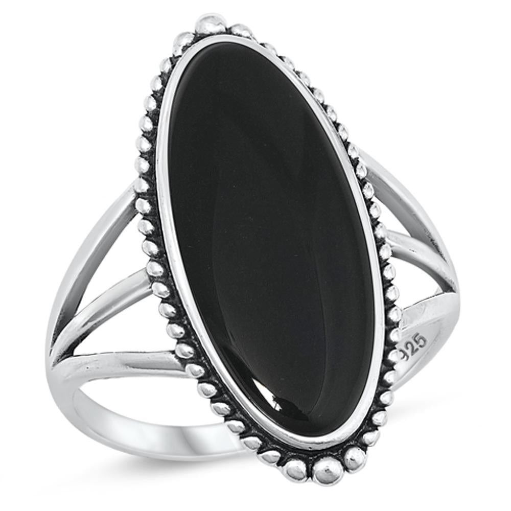 Sterling Silver Black Agate Cocktail Ring