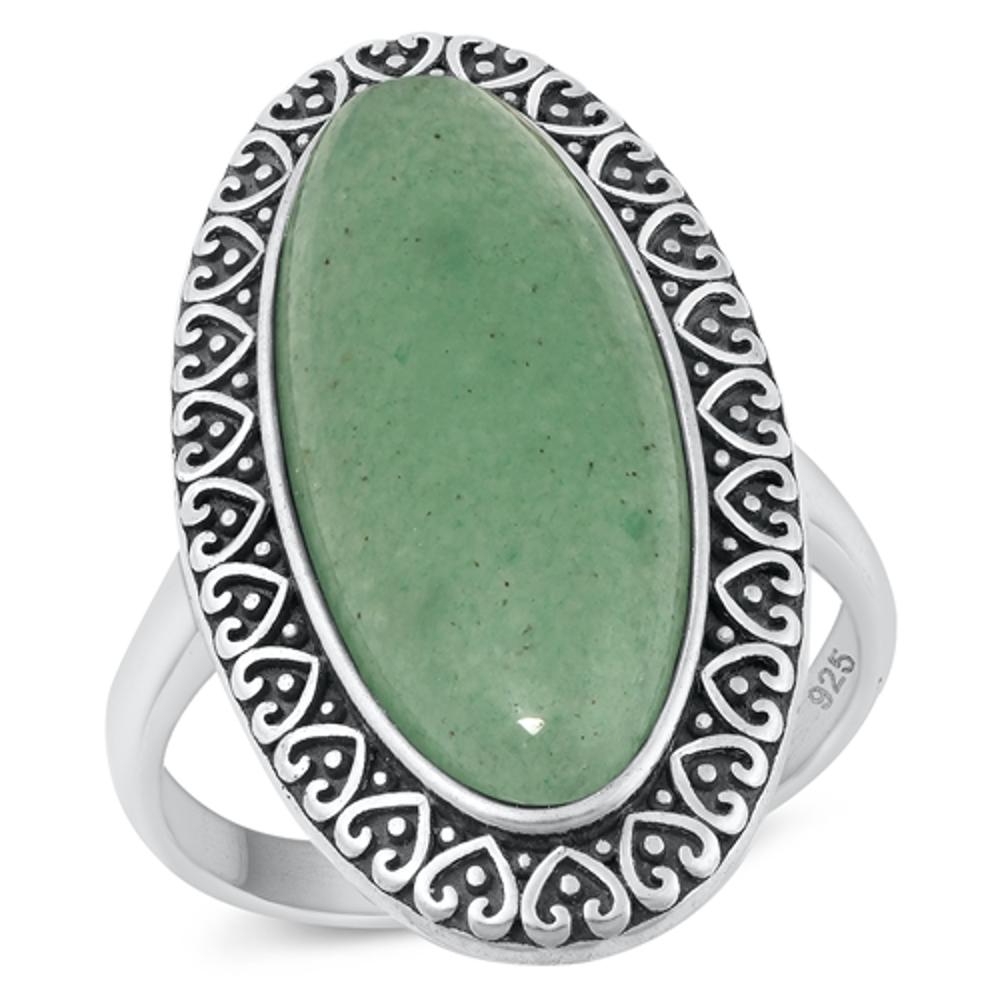 Sterling Silver Genuine Jade Ring