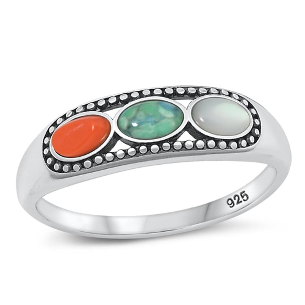 Sterling Silver Turquoise Bali Ring