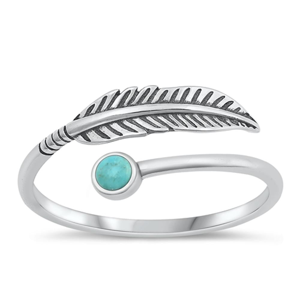 Sterling Silver Turquoise Feather Ring