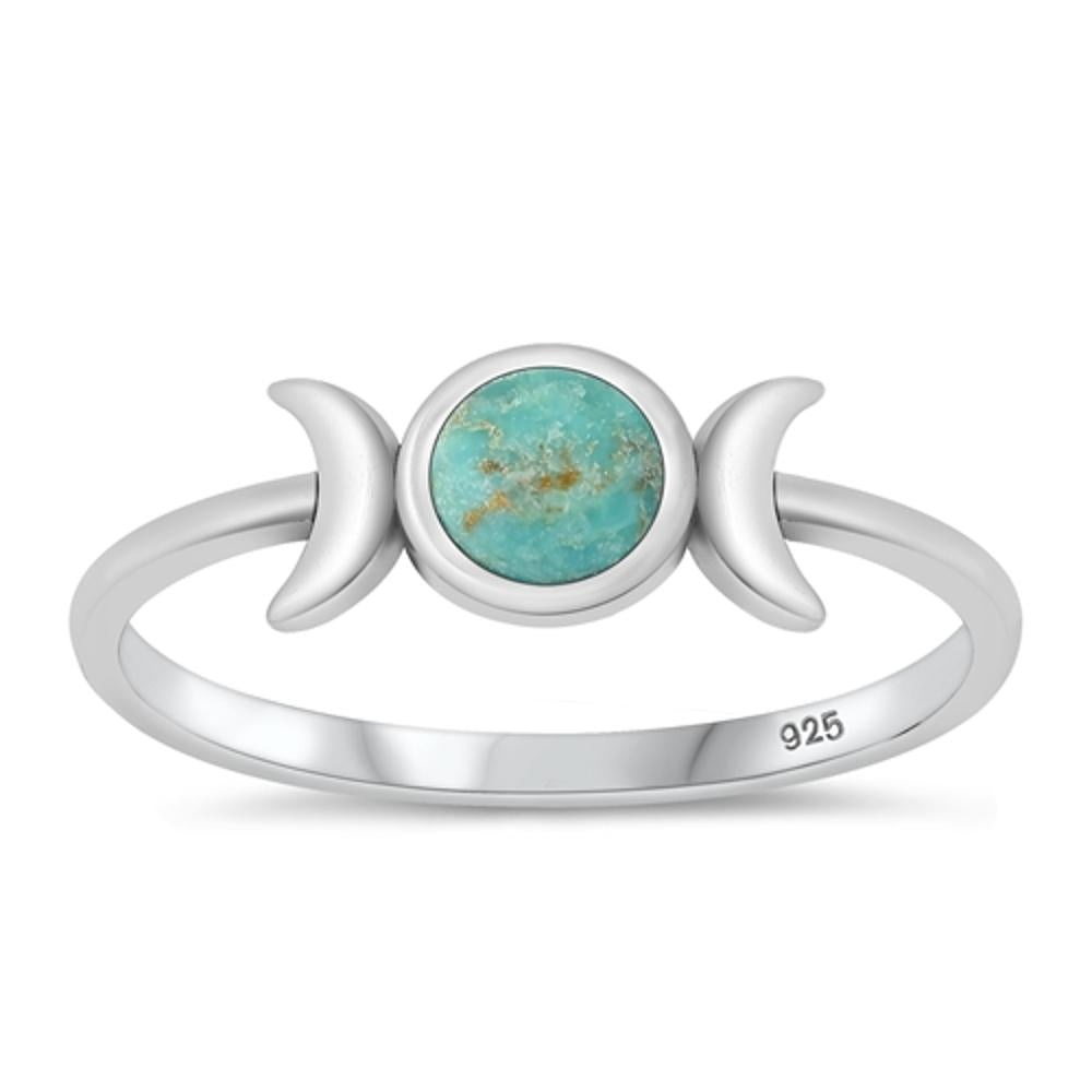 Sterling Silver Turquoise Moon Sun Ring