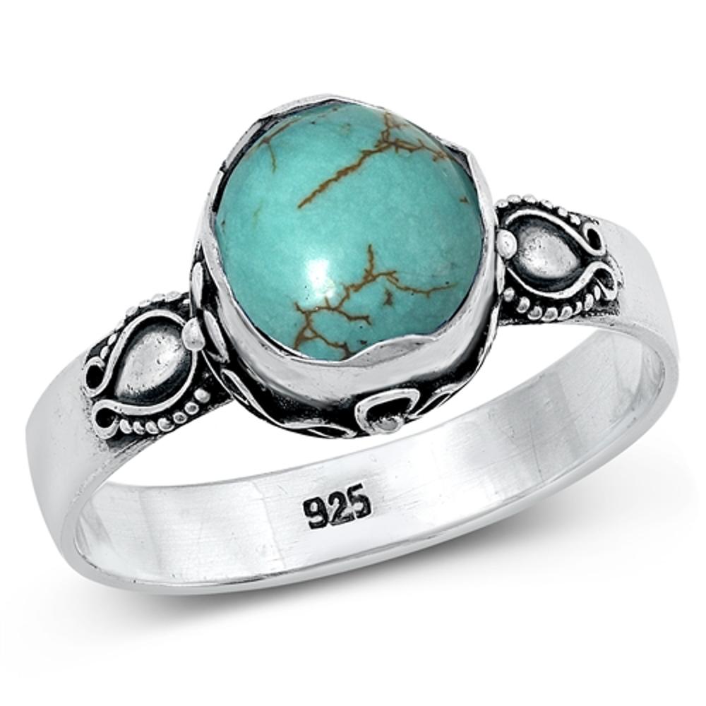 Sterling Silver Turquoise Bali Ring