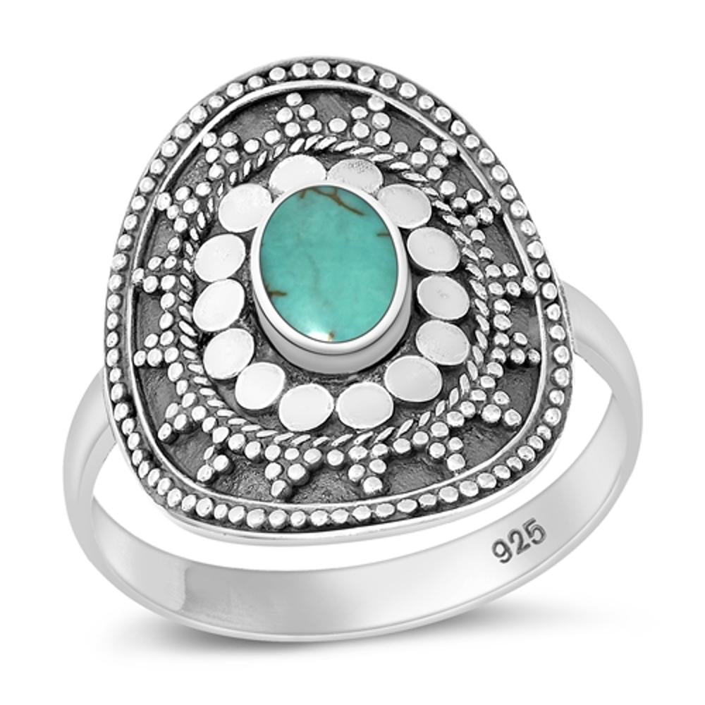 Sterling Silver Turquoise Bali Ring