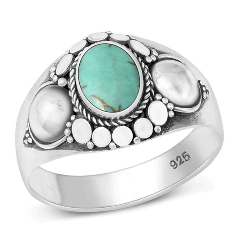 Sterling Silver Turquoise Bali Signet Ring