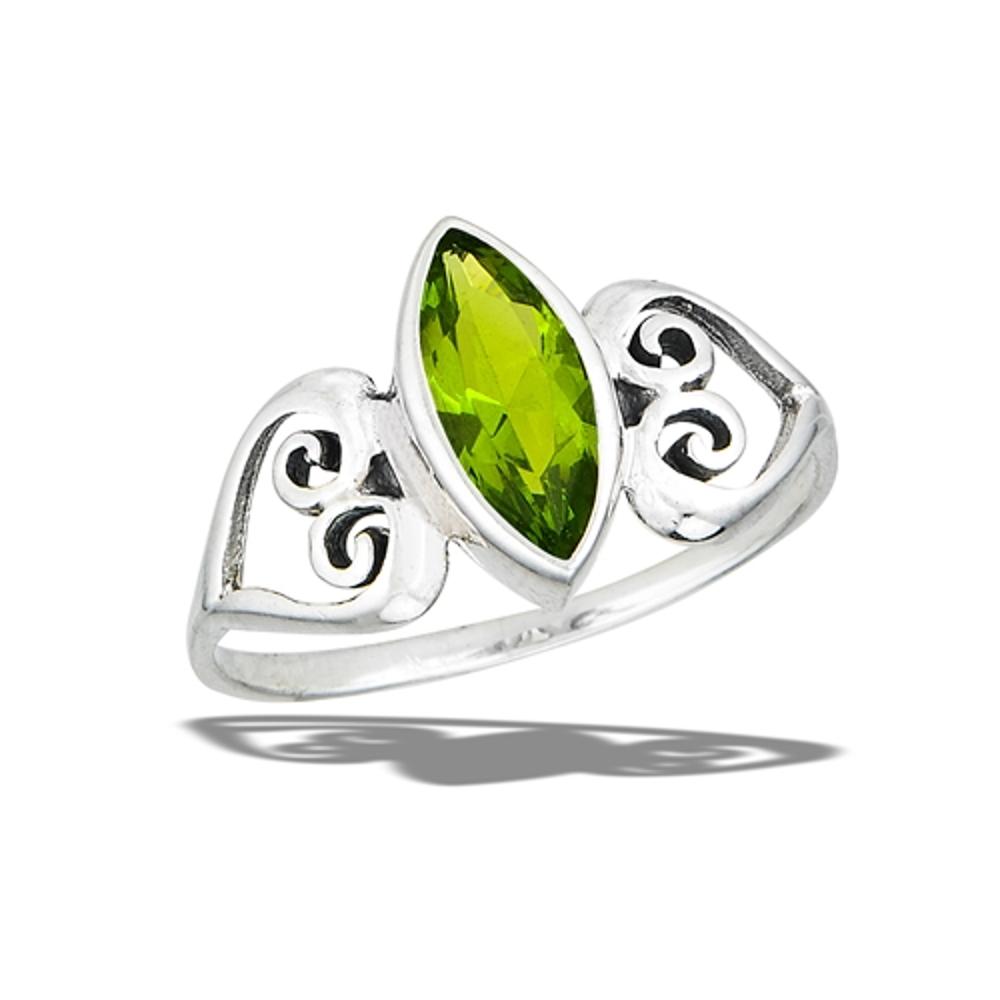 Sterling Silver Peridot CZ Celtic Heart Ring