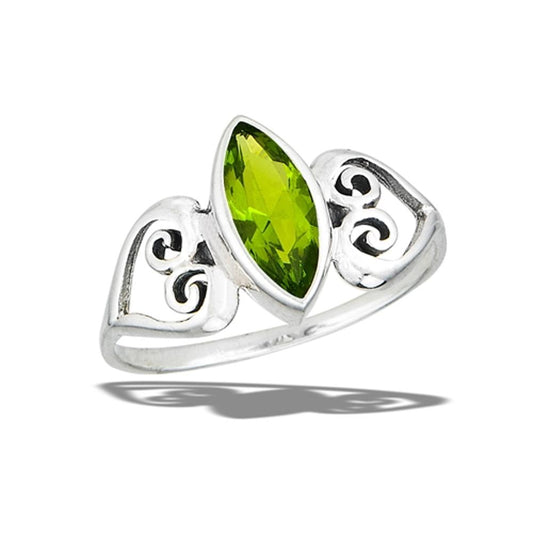 Sterling Silver Peridot CZ Celtic Heart Ring