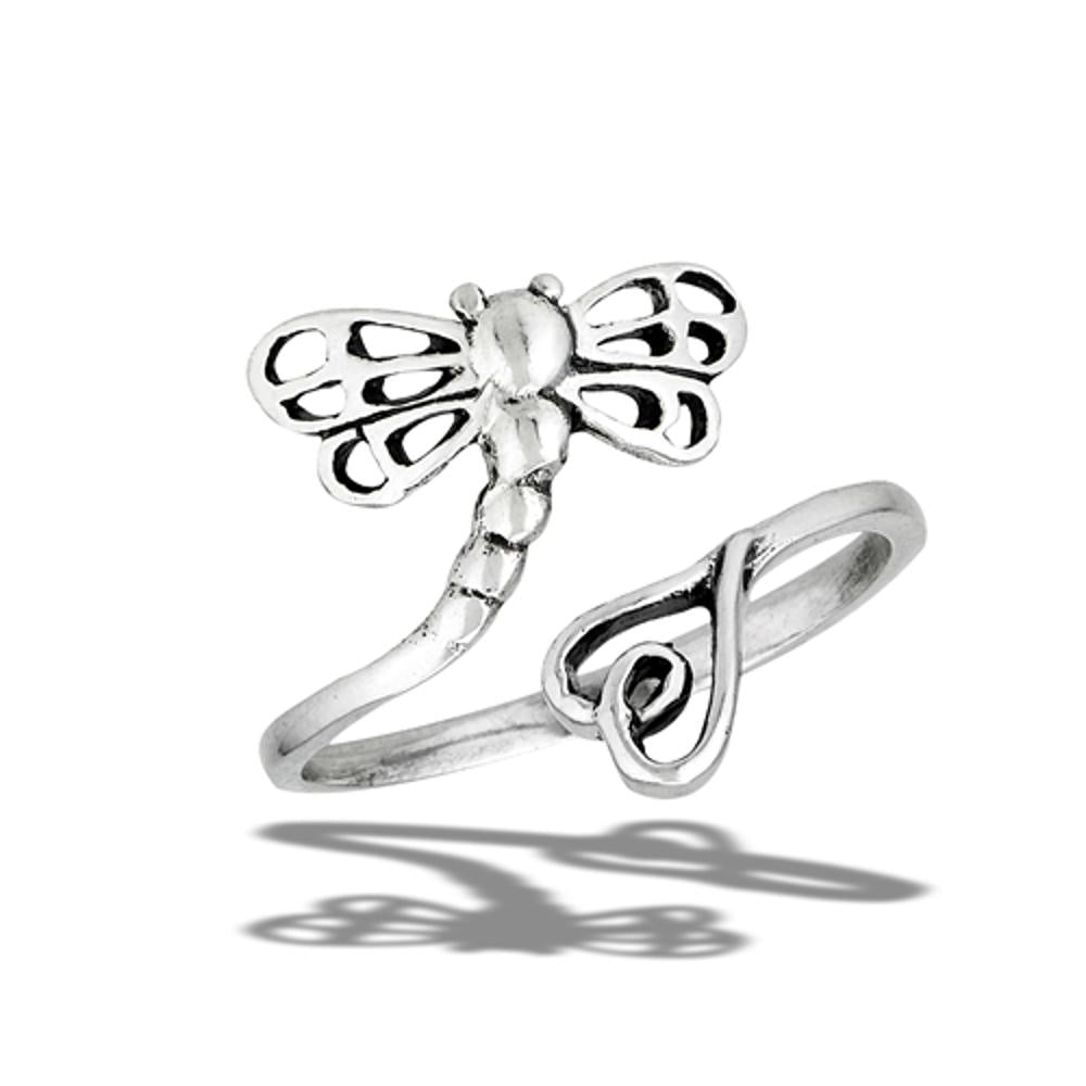 Sterling Silver Dragonfly Heart Ring