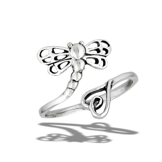 Sterling Silver Dragonfly Heart Ring