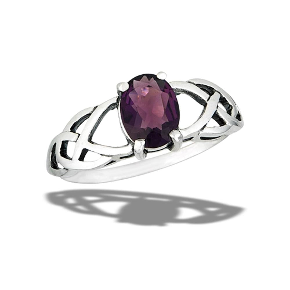 Sterling Silver Amethyst CZ Ring