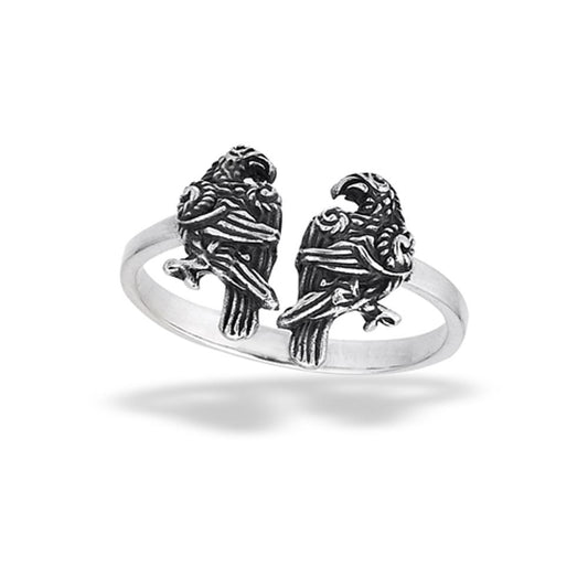 Sterling Silver Adjustable Ravens Ring