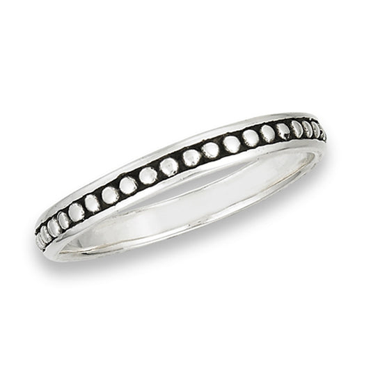 Thin Eternity Beaded Bali Round Dot Ring New 925 Sterling Silver Band Sizes 1.5-8