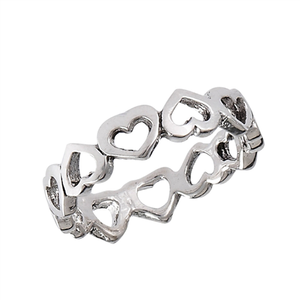 Endless Eternity Cutout Heart Promise Ring Sterling Silver Love Band Sizes 1-10