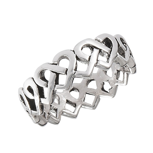 Celtic Eternity Criss Cross Heart Promise Ring Sterling Silver Band Sizes 1-9