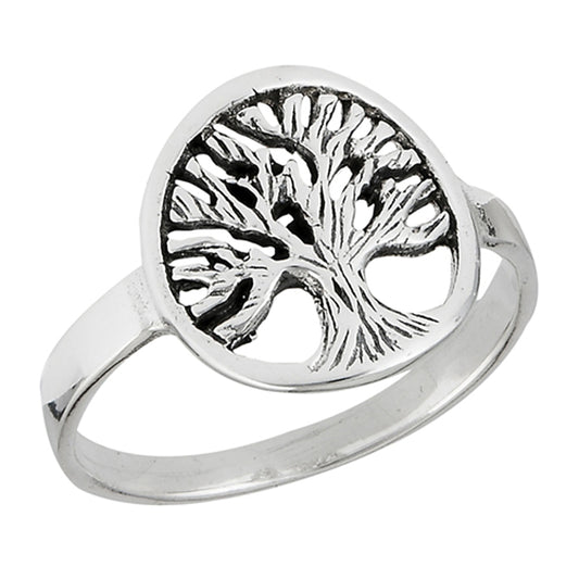 Filigree Tree of Life Branch Oxidized Ring .925 Sterling Silver Band Sizes 5-10