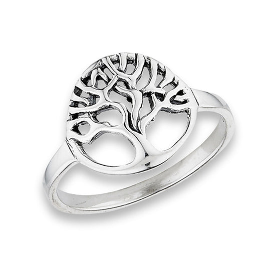 Oxidized Tree of Life Filigree Branch Ring .925 Sterling Silver Band Sizes 5-9