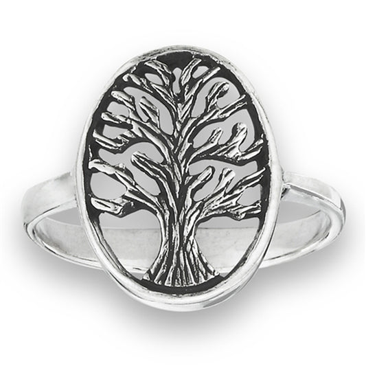 Oxidized Tree of Life Wide Ring New .925 Sterling Silver Forest Band Sizes 5-10