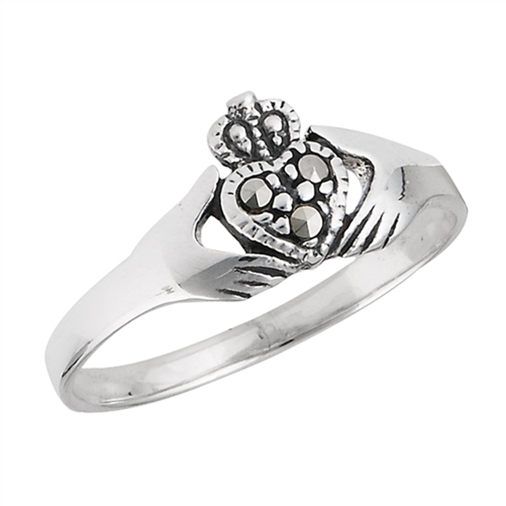 Classic Claddagh Love Heart Hands Ring New .925 Sterling Silver Band Sizes 4-8