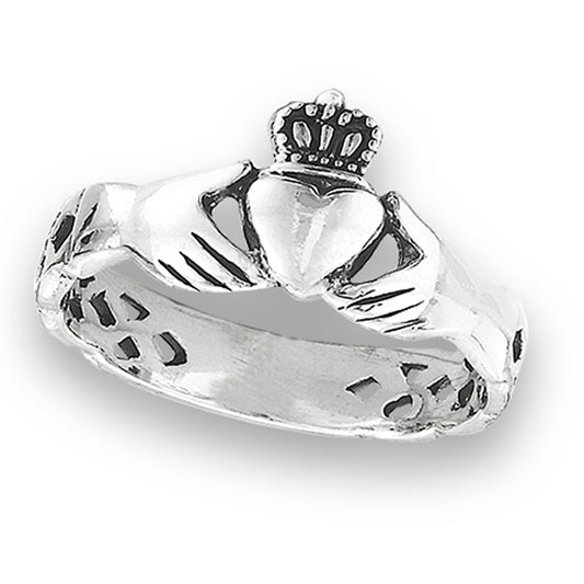 Claddagh Heart Friendship Ring .925 Sterling Silver Irish Celtic Band Sizes 6-10