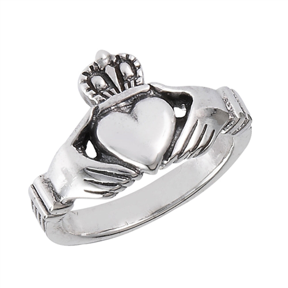 Claddagh Heart Friendship Ring .925 Sterling Silver Irish Celtic Band Sizes 5-13