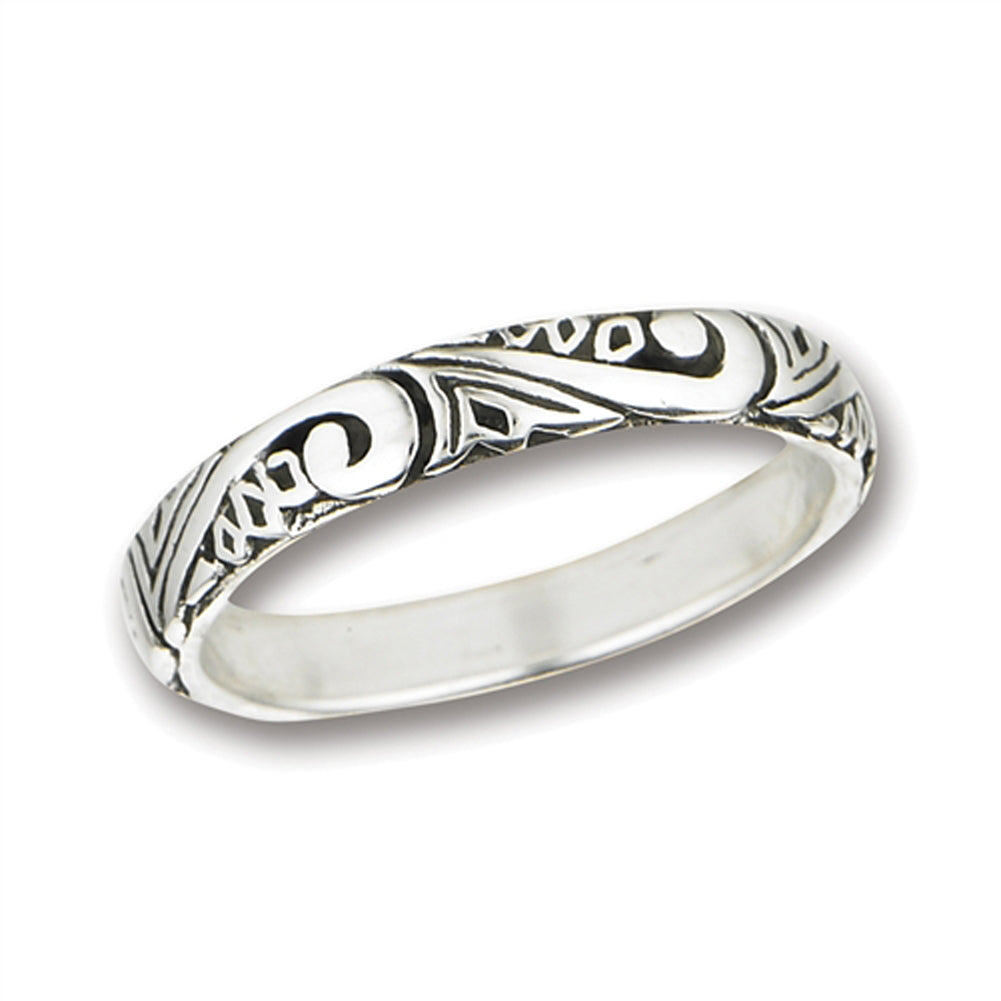 Swirl Scroll Wedding Thumb Ring .925 Sterling Silver Stackable Band Sizes 6-9