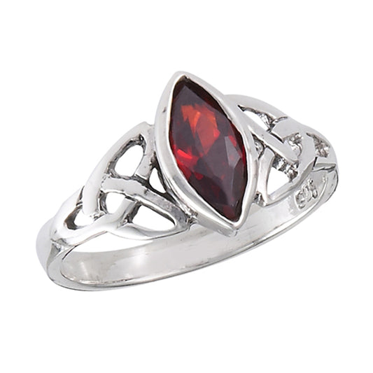 Marquise Garnet CZ Celtic Love Knot Ring New .925 Sterling Silver Band Sizes 4-9