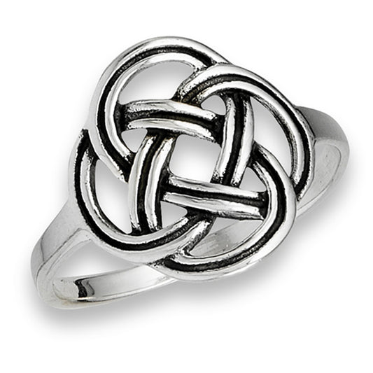 Oxidized Endless Celtic Knot Weave Ring New .925 Sterling Silver Band Sizes 5-9