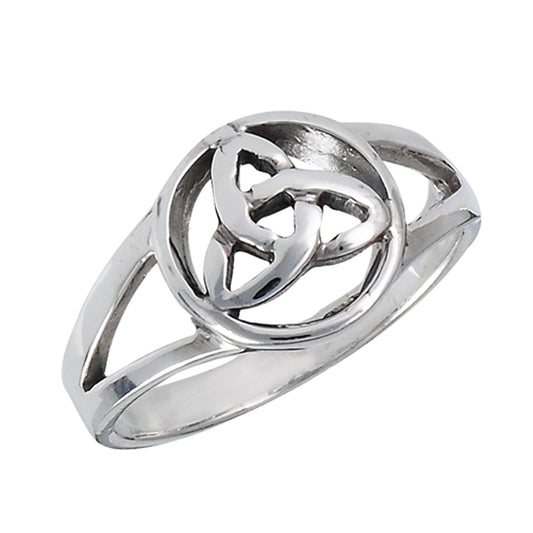 Oxidized Celtic Triquetra Infinity Knot Ring 925 Sterling Silver Band Sizes 6-12