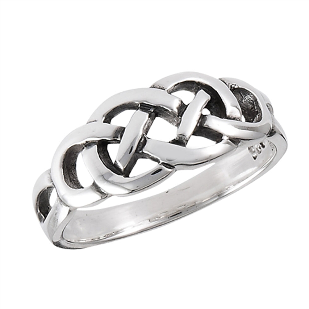 Oxidized Endless Celtic Infinity Knot Ring .925 Sterling Silver Band Sizes 5-9