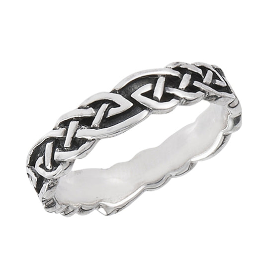 Oxidized Celtic Eternity Knot Ring New .925 Sterling Silver Band Sizes 5-10