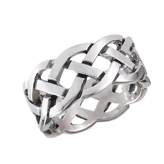 Oxidized Eternity Celtic Knot Wedding Ring .925 Sterling Silver Band Sizes 8-13