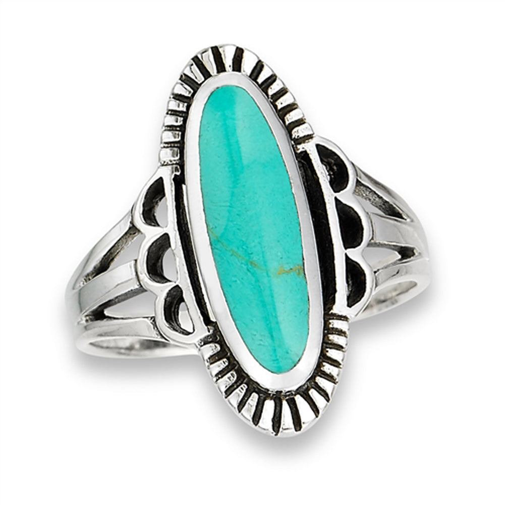 Long Wide Turquoise Etched Halo Ring New .925 Sterling Silver Band Sizes 6-10