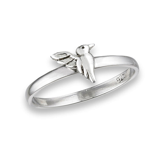 High Polish Hummingbird Cute Bird Ring New .925 Sterling Silver Band Sizes 3-8