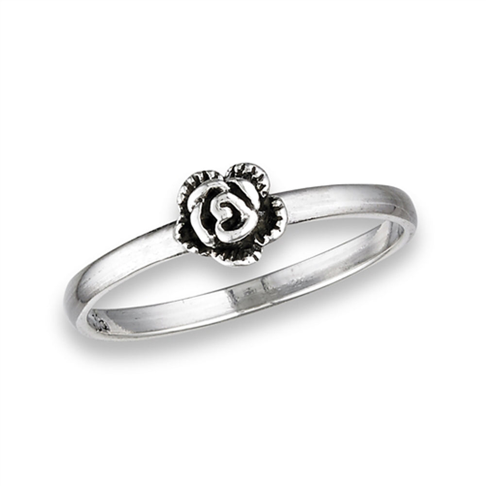 Oxidized Rose Flower Cute Fashion Ring New .925 Sterling Silver Band Sizes 3-8