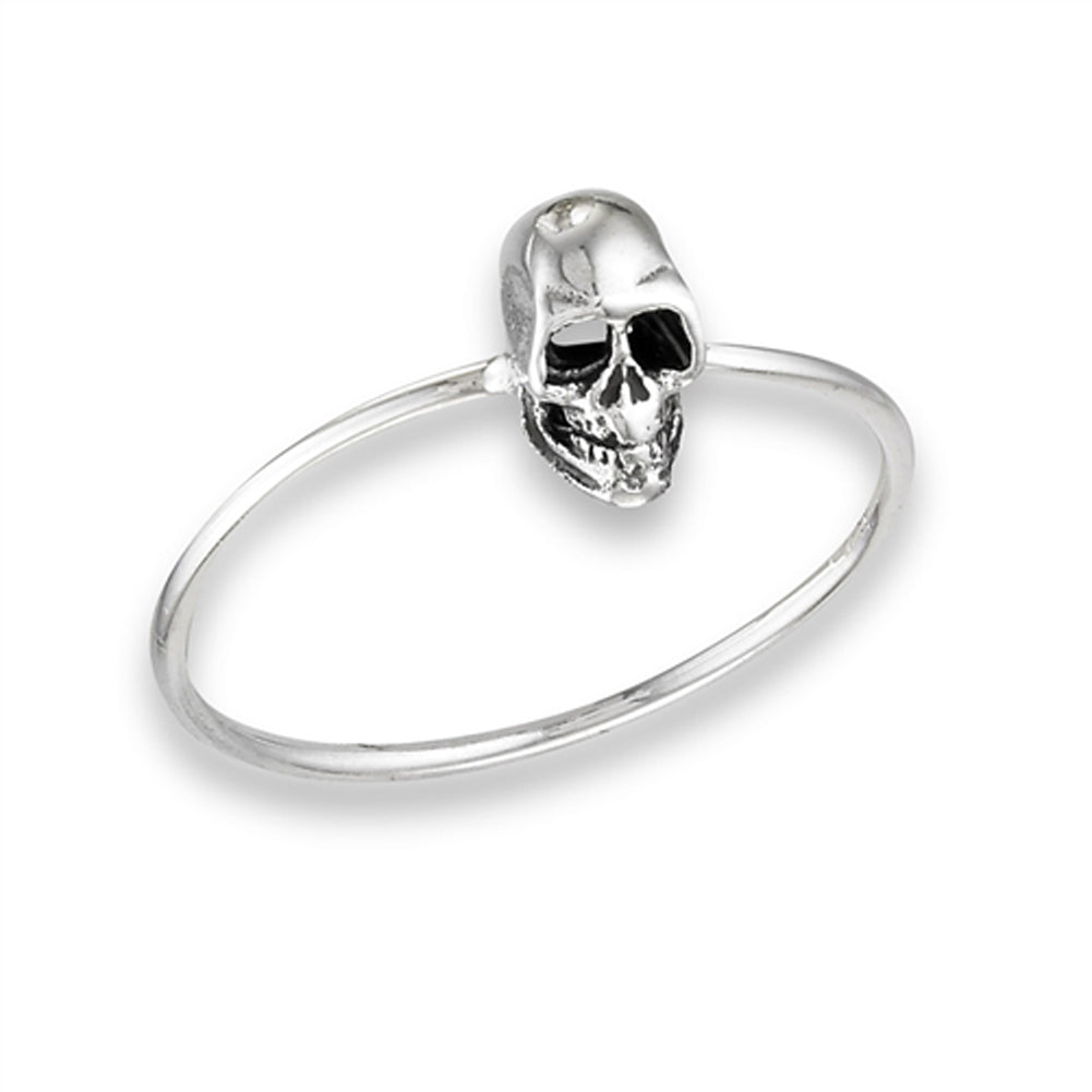 Skull Biker Scary Wholesale Ring New .925 Sterling Silver Thin Band Sizes 4-9