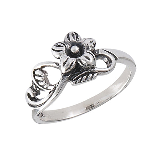 Oxidized Flower Leaf Filigree Ring New .925 Sterling Silver Band Sizes 3-8