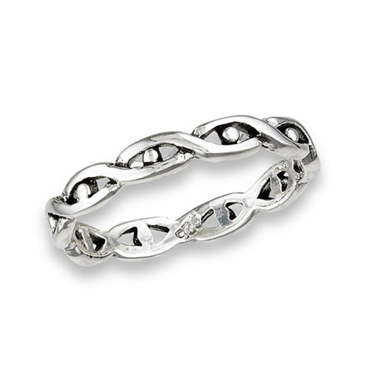 Oxidized Eternity Infinity Knot Evil Eye Ring Sterling Silver Band Sizes 2.5-10