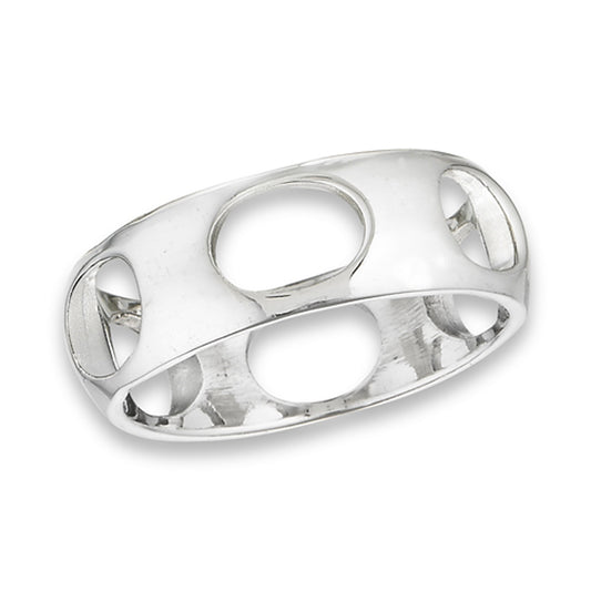 Eternity Geometric Oval Holes Wedding Ring .925 Sterling Silver Band Sizes 6-9