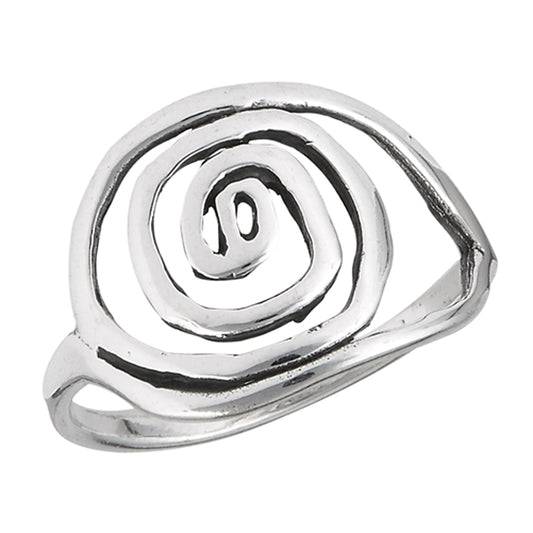 Swirl Spiral Evil Eye Wide Fashion Ring New .925 Sterling Silver Band Sizes 6-9